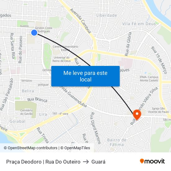 Praça Deodoro | Rua Do Outeiro to Guará map