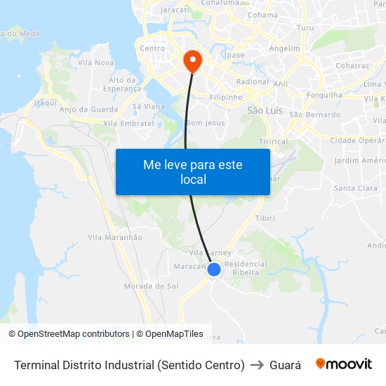 Terminal Distrito Industrial (Sentido Centro) to Guará map