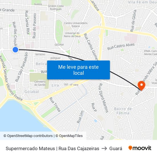 Supermercado Mateus | Rua Das Cajazeiras to Guará map