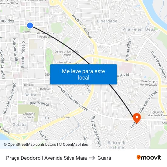 Praça Deodoro | Avenida Silva Maia to Guará map