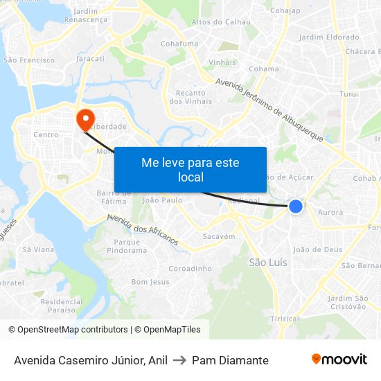 Avenida Casemiro Júnior, Anil to Pam Diamante map