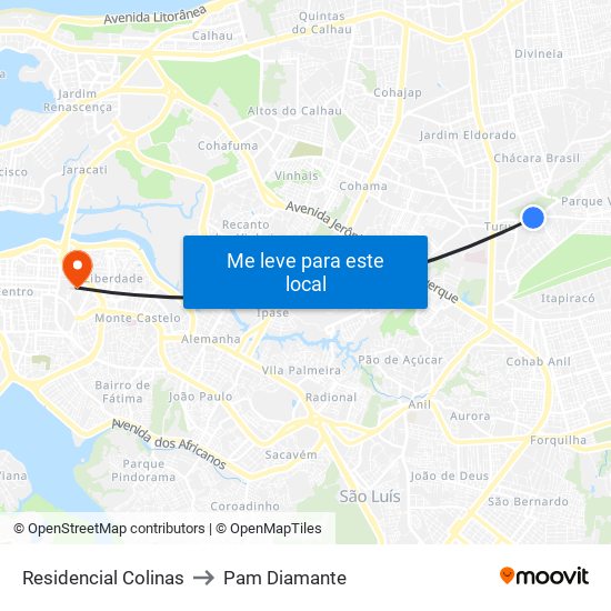 Residencial Colinas to Pam Diamante map