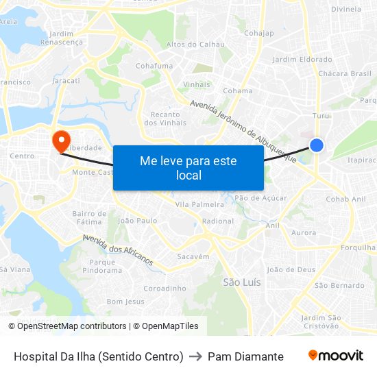 Hospital Da Ilha (Sentido Centro) to Pam Diamante map