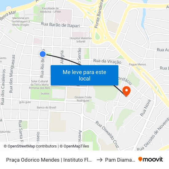 Praça Odorico Mendes | Instituto Florence to Pam Diamante map