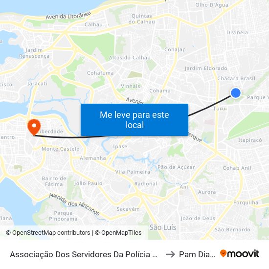 Associação Dos Servidores Da Polícia Federal Do Maranhão to Pam Diamante map