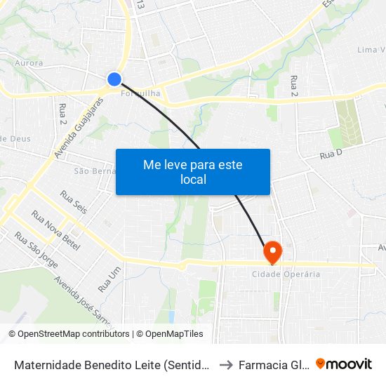 Maternidade Benedito Leite (Sentido Cohab) to Farmacia Globo map