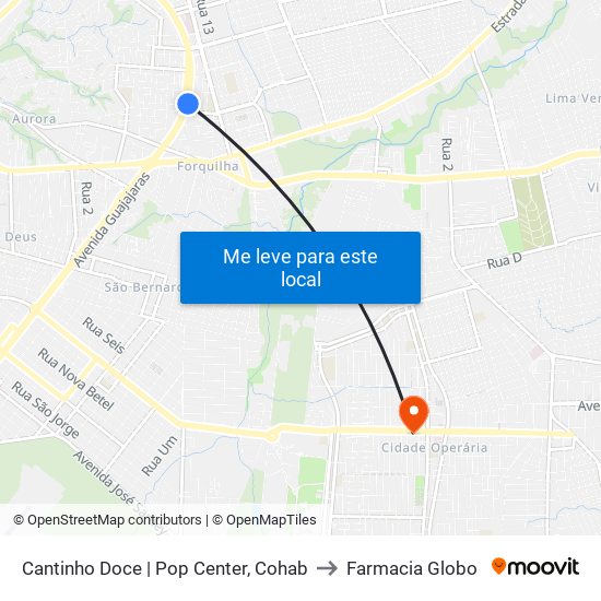 Cantinho Doce | Pop Center, Cohab to Farmacia Globo map