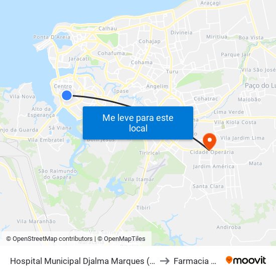 Hospital Municipal Djalma Marques (Socorrão I) to Farmacia Globo map