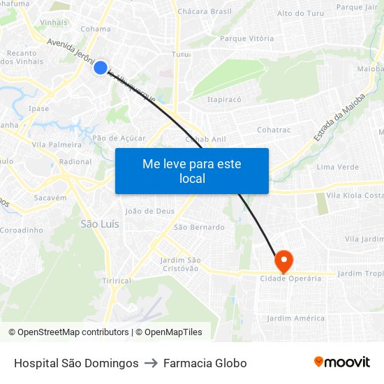 Hospital São Domingos to Farmacia Globo map