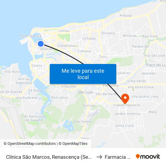 Clínica São Marcos, Renascença (Sentido Bairro) to Farmacia Globo map