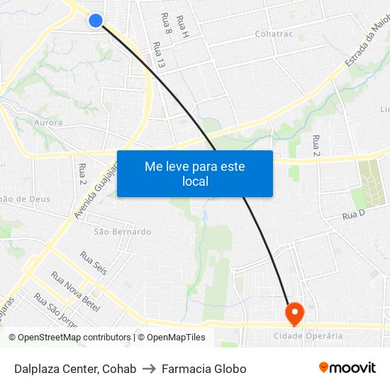 Dalplaza Center, Cohab to Farmacia Globo map