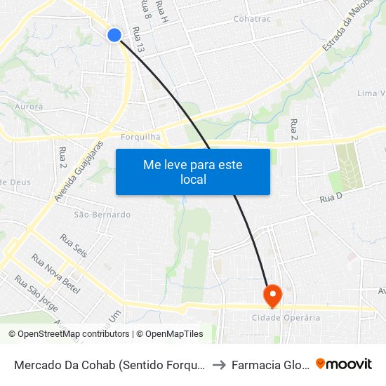 Mercado Da Cohab (Sentido Forquilha) to Farmacia Globo map