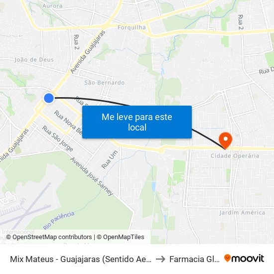 Mix Mateus - Guajajaras (Sentido Aeroporto) to Farmacia Globo map