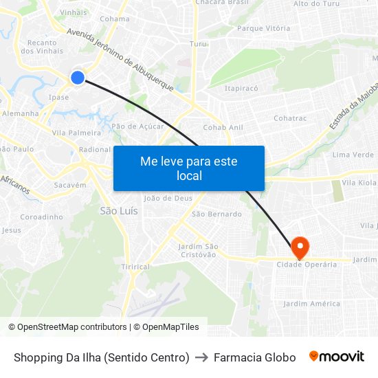 Shopping Da Ilha (Sentido Centro) to Farmacia Globo map
