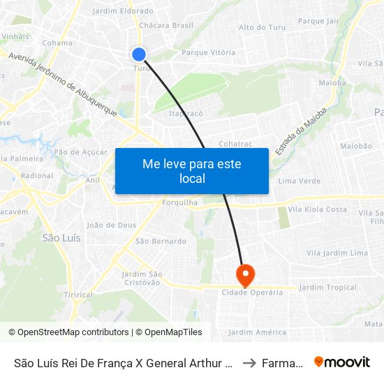 São Luís Rei De França X General Arthur Carvalho X Aririzal (Sentido Centro) to Farmacia Globo map