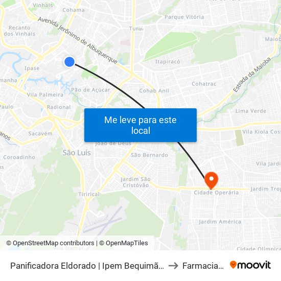 Panificadora Eldorado | Ipem Bequimão (Sentido Centro) to Farmacia Globo map