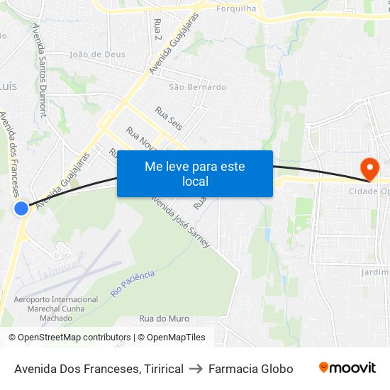 Avenida Dos Franceses, Tirirical to Farmacia Globo map