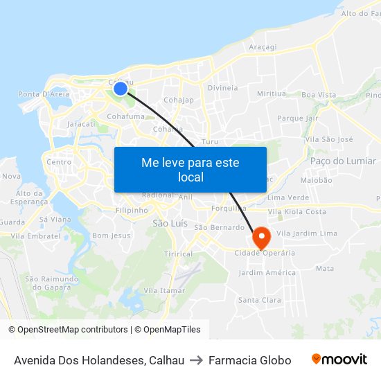 Avenida Dos Holandeses, Calhau to Farmacia Globo map