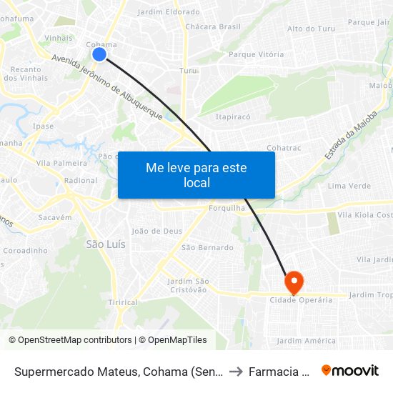 Supermercado Mateus, Cohama (Sentido Centro) to Farmacia Globo map