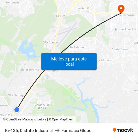 Br-135, Distrito Industrial to Farmacia Globo map