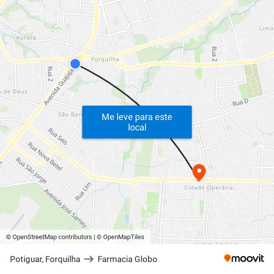 Potiguar, Forquilha to Farmacia Globo map