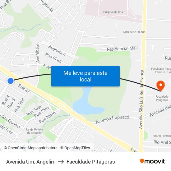 Avenida Um, Angelim to Faculdade Pitágoras map