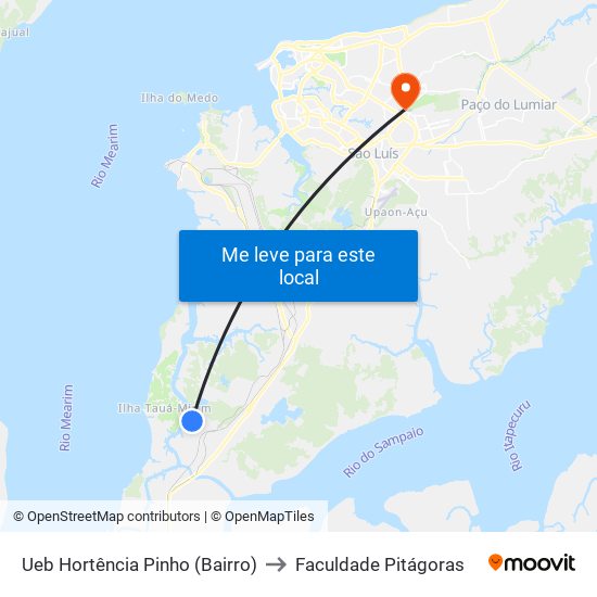 Ueb Hortência Pinho (Bairro) to Faculdade Pitágoras map
