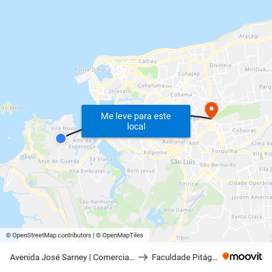 Avenida José Sarney | Comercial Vilma to Faculdade Pitágoras map