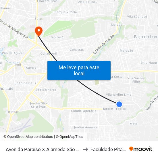 Avenida Paraíso X Alameda São Francisco to Faculdade Pitágoras map