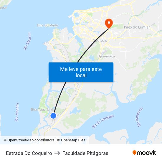 Estrada Do Coqueiro to Faculdade Pitágoras map