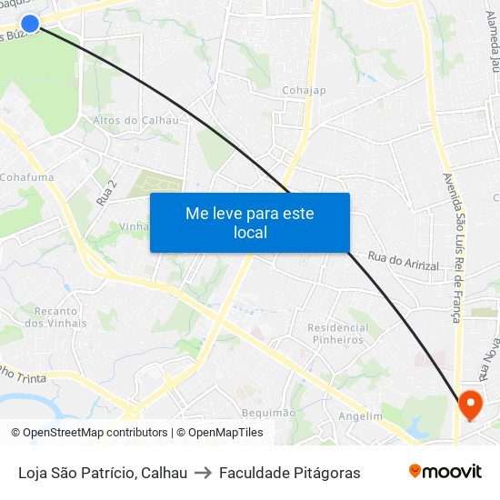 Loja São Patrício, Calhau to Faculdade Pitágoras map