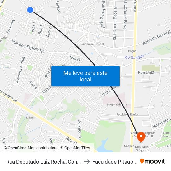 Rua Deputado Luiz Rocha, Cohama to Faculdade Pitágoras map