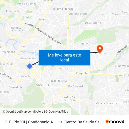 C. E. Pio XII | Condomínio Alto Dos Franceses to Centro De Saúde Salomão Fiquene map