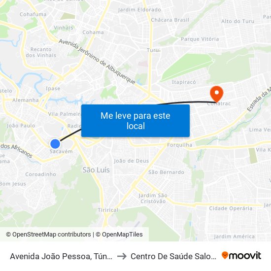 Avenida João Pessoa, Túnel Do Sacavém to Centro De Saúde Salomão Fiquene map