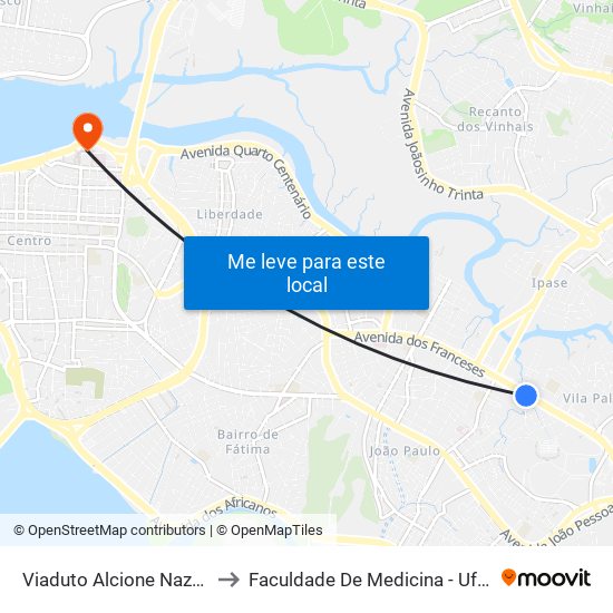 Viaduto Alcione Nazaré to Faculdade De Medicina - Ufma map