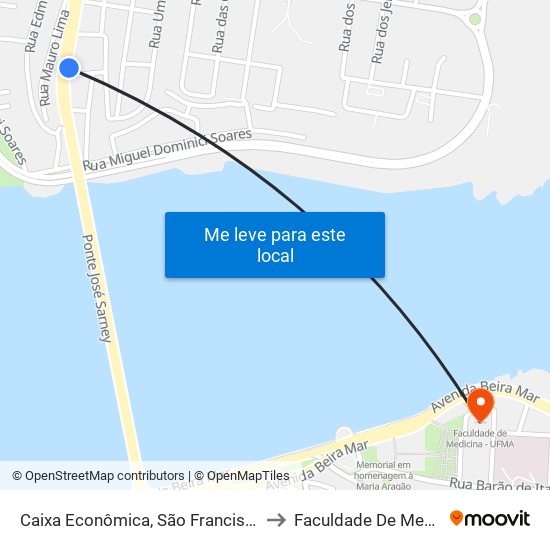 Caixa Econômica, São Francisco (Sentido Bairro) to Faculdade De Medicina - Ufma map