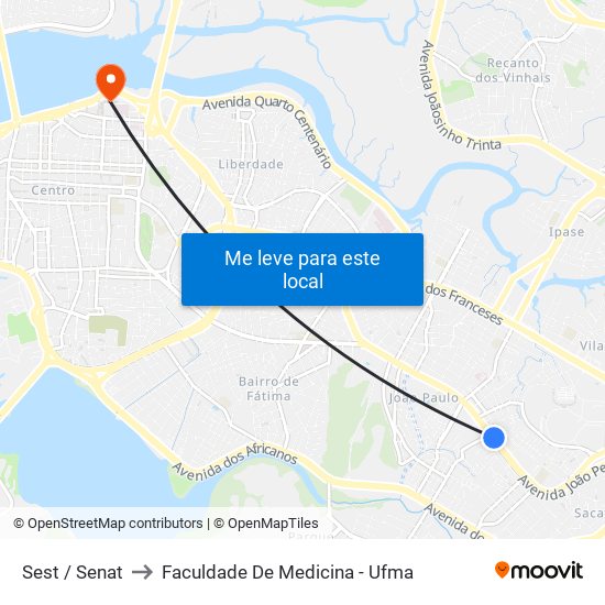 Sest / Senat to Faculdade De Medicina - Ufma map