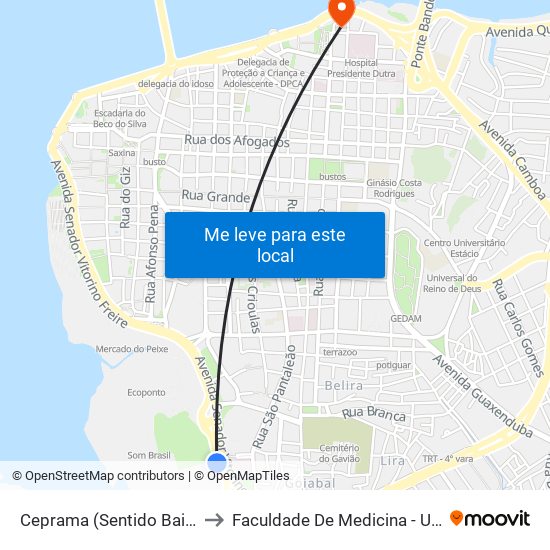 Ceprama (Sentido Bairro) to Faculdade De Medicina - Ufma map