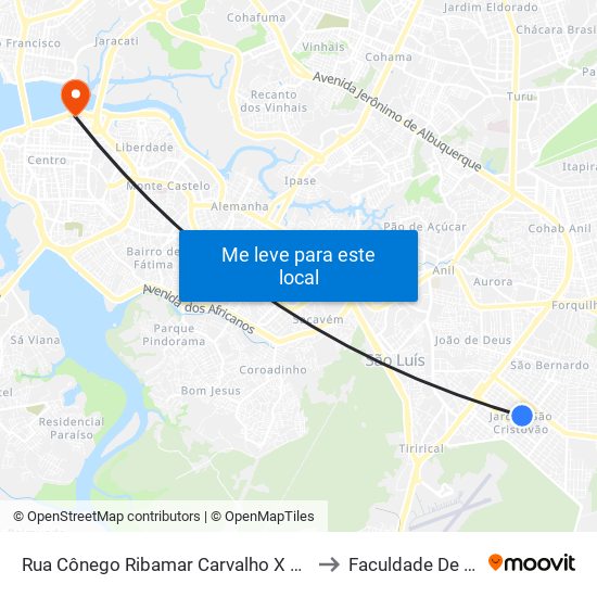 Rua Cônego Ribamar Carvalho X Rua Nova Betel (Sentido Terminal) to Faculdade De Medicina - Ufma map