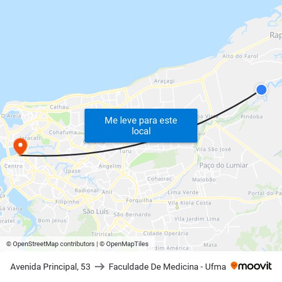 Avenida Principal, 53 to Faculdade De Medicina - Ufma map