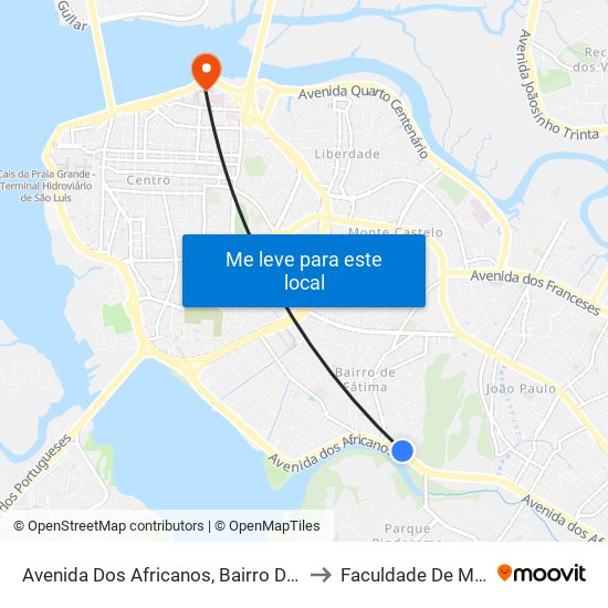 Avenida Dos Africanos, Bairro De Fátima (Sentido Centro) to Faculdade De Medicina - Ufma map