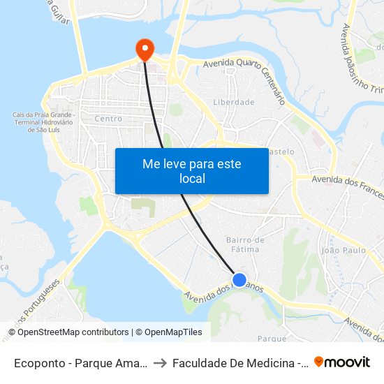 Ecoponto - Parque Amazonas to Faculdade De Medicina - Ufma map