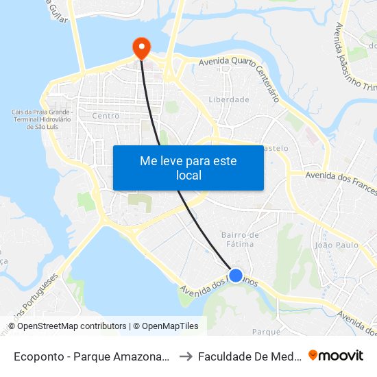 Ecoponto - Parque Amazonas (Sentido Bairro) to Faculdade De Medicina - Ufma map