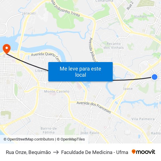 Rua Onze, Bequimão to Faculdade De Medicina - Ufma map
