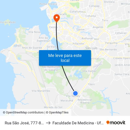 Rua São José, 777-829 to Faculdade De Medicina - Ufma map