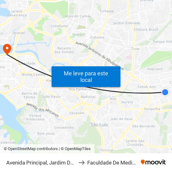 Avenida Principal, Jardim Das Margaridas to Faculdade De Medicina - Ufma map