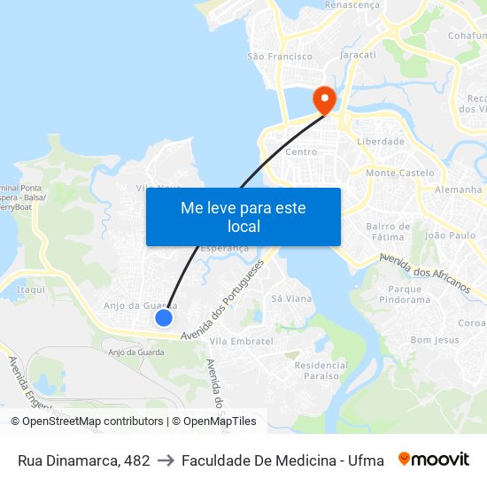Rua Dinamarca, 482 to Faculdade De Medicina - Ufma map