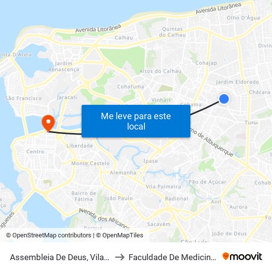 Assembleia De Deus, Vila Cruzado to Faculdade De Medicina - Ufma map