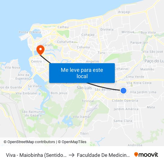 Viva - Maiobinha (Sentido Centro) to Faculdade De Medicina - Ufma map