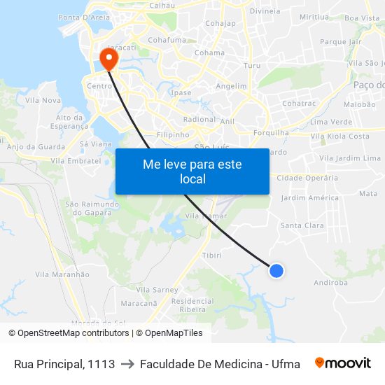 Rua Principal, 1113 to Faculdade De Medicina - Ufma map